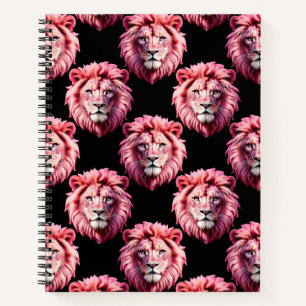Carnet Tête de lion rose motif animal design - Noir
