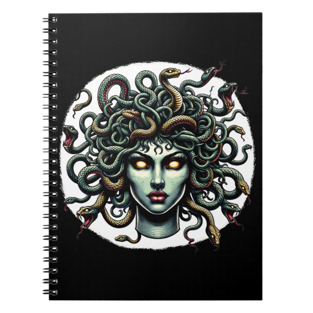 Carnet Tête de Méduse verte contemplative pleine de Serpe (Devant)