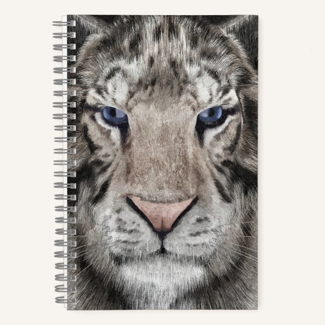 Carnet Tête de Tigre Blanc Esthétique Faunique (Recto)