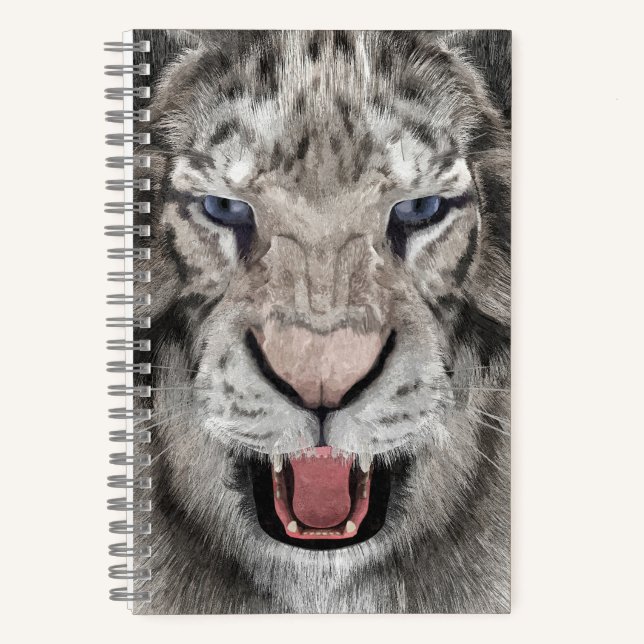 Carnet Tête de Tigre Blanc Esthétique Faunique (Recto)