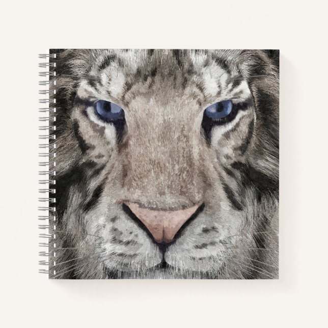 Carnet Tête de Tigre Blanc Esthétique Faunique (Devant)