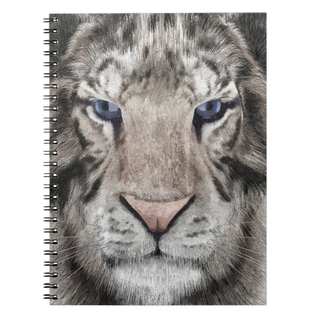 Carnet Tête de Tigre Blanc Esthétique Faunique (Devant)