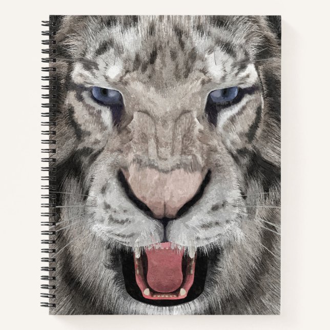 Carnet Tête de Tigre Blanc Esthétique Faunique (Devant)