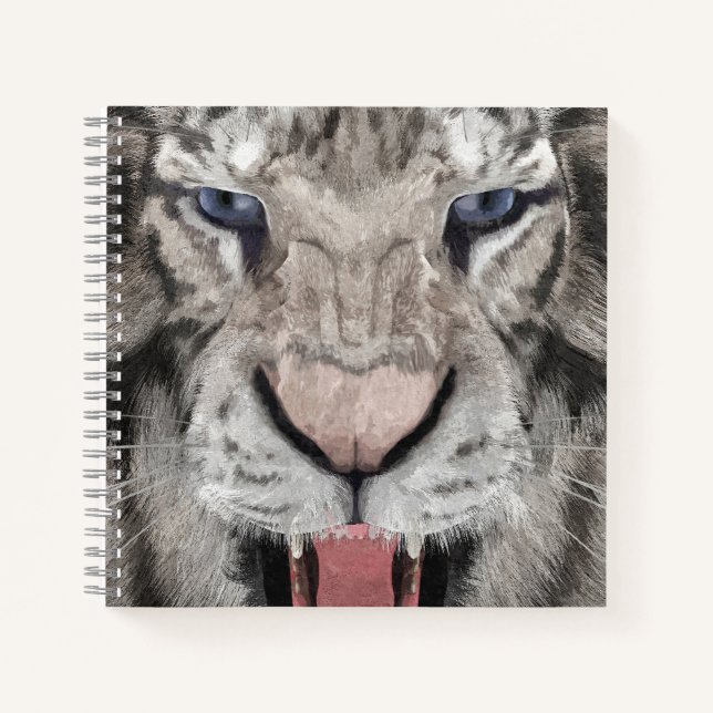 Carnet Tête de Tigre Blanc Esthétique Faunique (Devant)