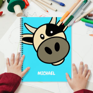 Carnet Tête de vache mignonne   Nom simple de dessin Mono