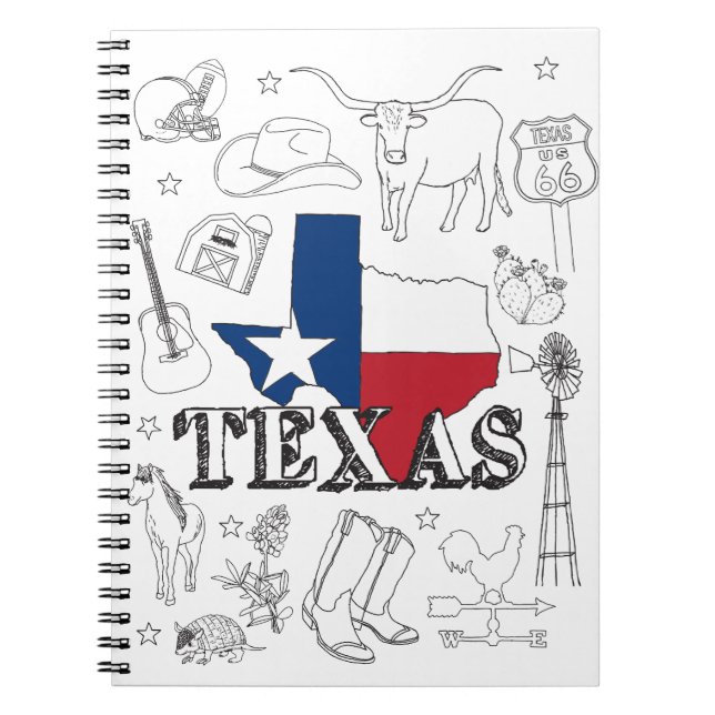 Carnet Texas Illustration Doodles of Texas Texas Motif (Devant)