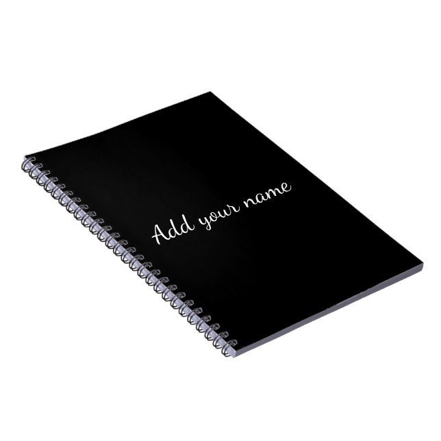 Carnet Texte de message noir uni ajouter un nom ici jeté  (Côté Droit)