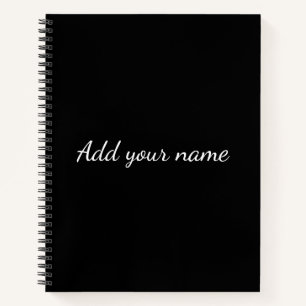 Carnet Texte de message noir uni ajoutez nom ici pillo