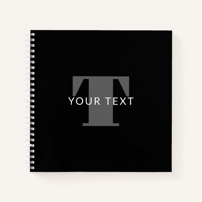 Carnet Texte éditable gras | Noir Blanc & Gris (Devant)
