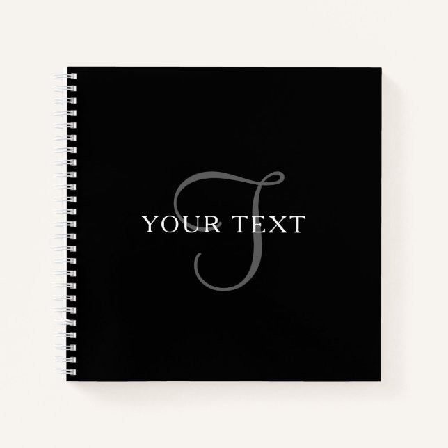 Carnet Texte Élégant | Noir Blanc & Gris (Devant)