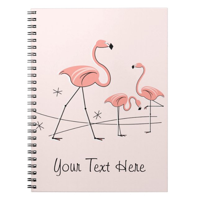 carnet texte Flamants roses rose Trio 2 (Devant)