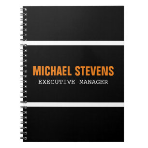 Carnet Texte Gras Noir Blanc Orange Style Votre Nom