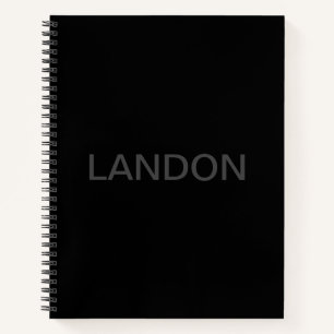 Carnet Texte personnalisable Noir Moderne Gras & Gris F