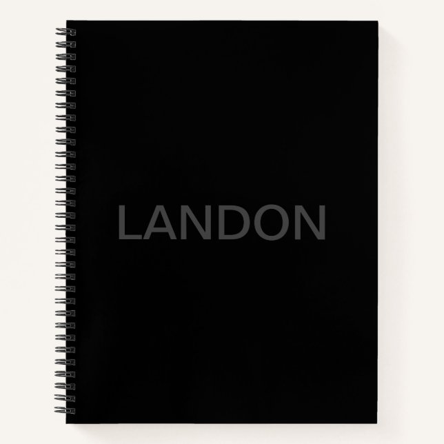 Carnet Texte personnalisable | Noir Moderne Gras & Gris F (Devant)