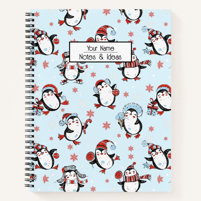 Carnet Texte personnalisable Penguin de Noël (Devant)