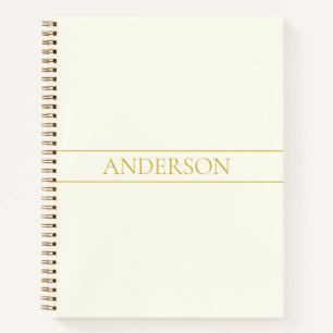Carnet Texte personnalisable simple et élégant Or blanc