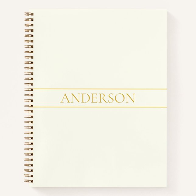 Carnet Texte personnalisable simple et élégant | Or blanc (Devant)