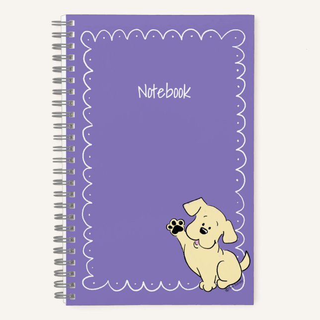 Carnet Texte personnalisé chiot labrador jaune violet Spi (Recto)