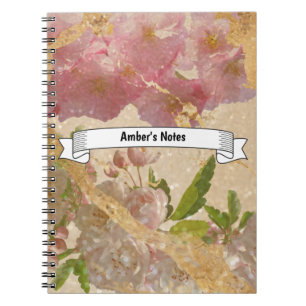 Carnet Texte personnalisé Elégant Or Shimmer Floral Decou