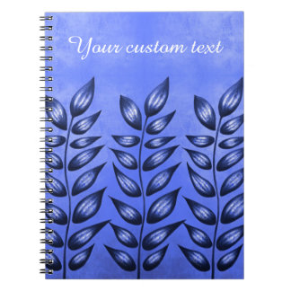 Carnet Texte Personnalisé Élégant Plante Bleu Avec Feuill