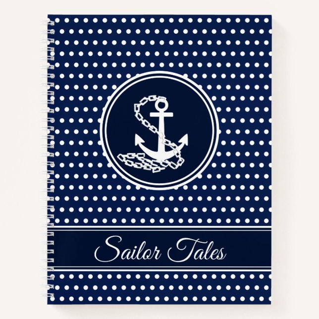 Carnet Texte Personnalisé Modèle Maritime Style Bleu Et B (Devant)