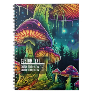 Carnet Texte personnalisé Paysage nocturne de champignons