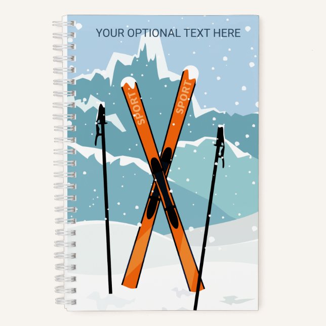 Carnet Texte personnalisé Ski d'hiver (Recto)