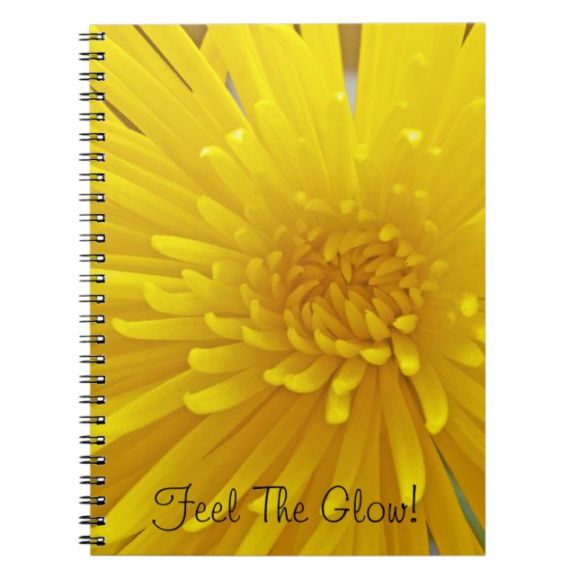Carnet Texte Personnalisé Spiky Jaune Dahlia Flower Photo (Devant)
