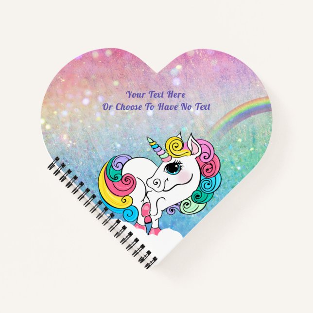 Carnet Texte personnalisé/ Unicorne blanche Séquences de  (Devant)