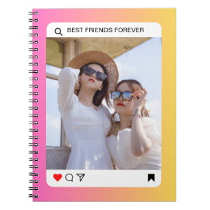 Carnet texte photo personnalisé instagram rose moderne