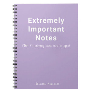 Carnet Texte Simple Notes importantes Pastel Purple