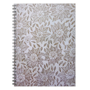 Carnet textile floral blanc et noir