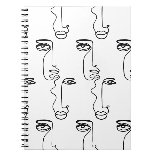 Carnet Texture avec faces abstraites. Une ligne continue  (Devant)