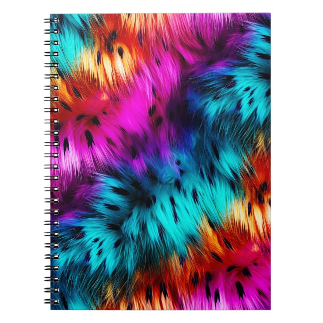 Carnet texture de fausse fourrure de monstre arc-en-ciel  (Devant)