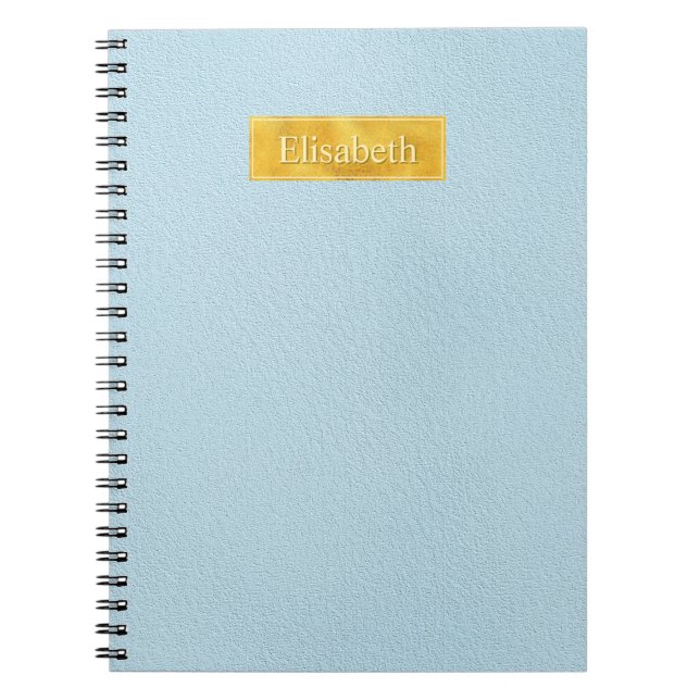 Carnet Texture de faux cuir bleu avec bannière en feuille (Devant)