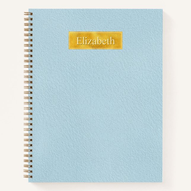 Carnet Texture de faux cuir bleu avec bannière en feuille (Devant)