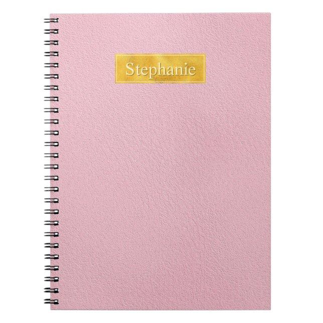 Carnet Texture de faux cuir rose avec bannière en feuille (Devant)
