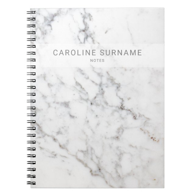 Carnet Texture de faux marbre blanc personnalisable & Tex (Devant)