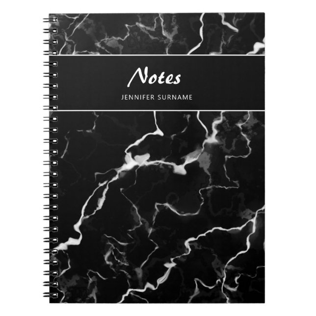 Carnet Texture de faux marbre noir avec texte personnalis (Devant)
