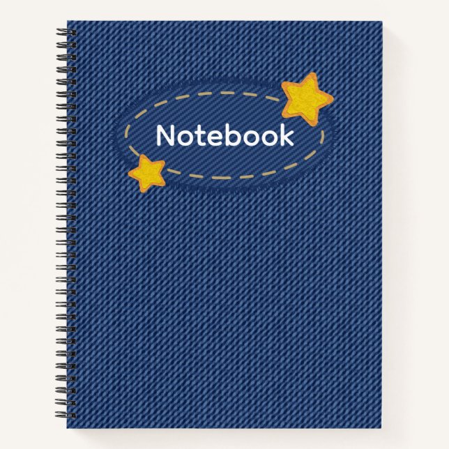 Carnet Texture de jeans avec motif étoile (Devant)