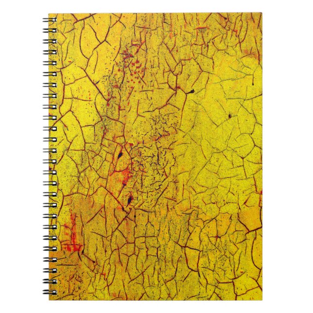 Carnet Texture de la vieille peinture jaune craquelé abst (Devant)