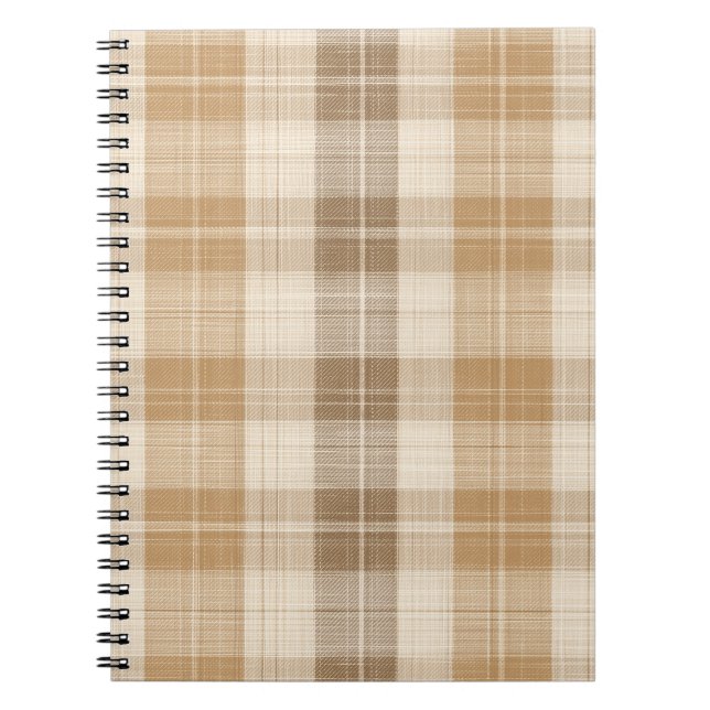 Carnet Texture de lin à carreaux beige chaud avec tissage (Devant)