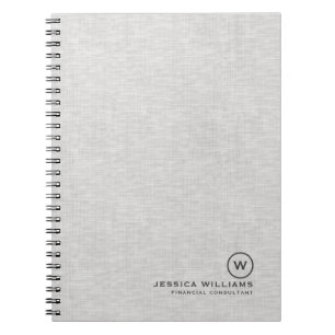 Carnet Texture de lin gris avec typographie noire simple