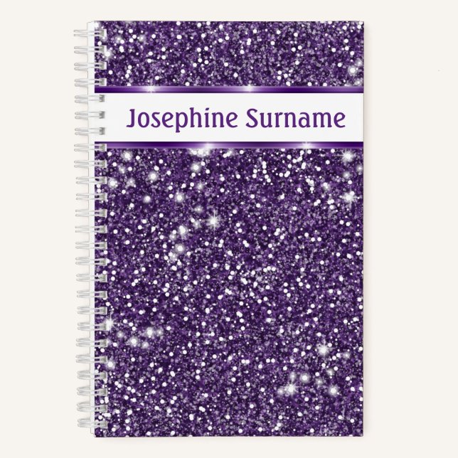 Carnet Texture de look pailleté abstrait violet & texte p (Recto)