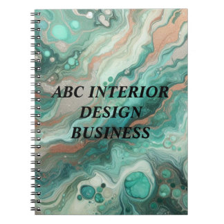 Carnet Texture de marbre argent vert moderne et typograph