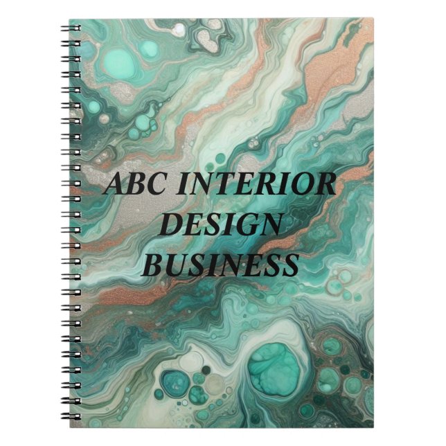 Carnet Texture de marbre argent vert moderne et typograph (Devant)