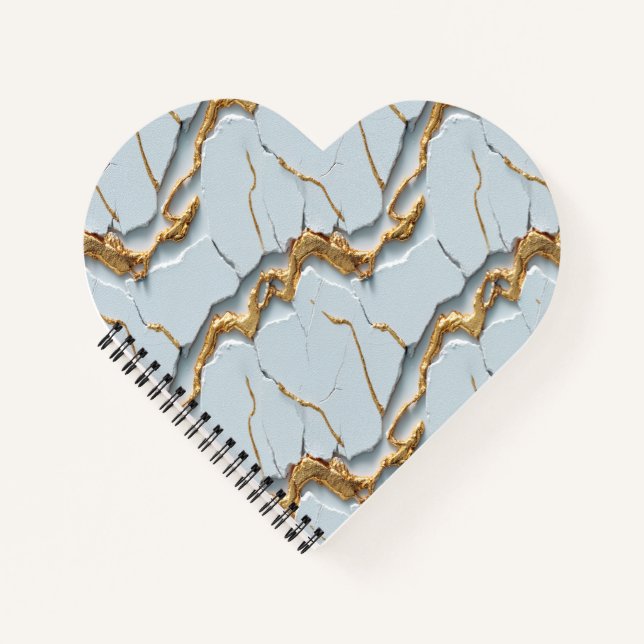 Carnet Texture de marbre blanc avec veines d'or fissurées (Devant)
