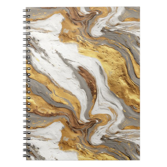 Carnet Texture de marbre gris abstrait avec or fluide (Devant)