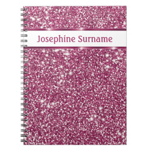 Carnet Texture de paillettes roses fausses avec nom perso