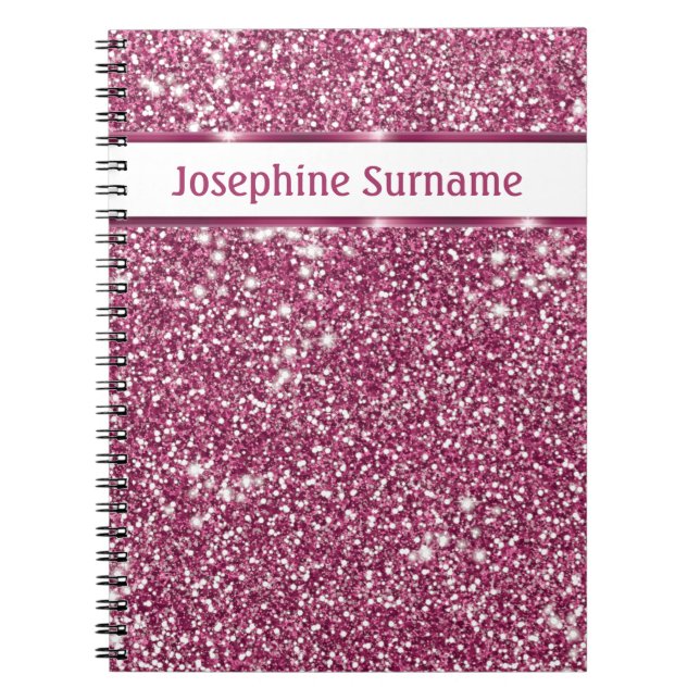 Carnet Texture de scintillement rose faux avec nom person (Devant)